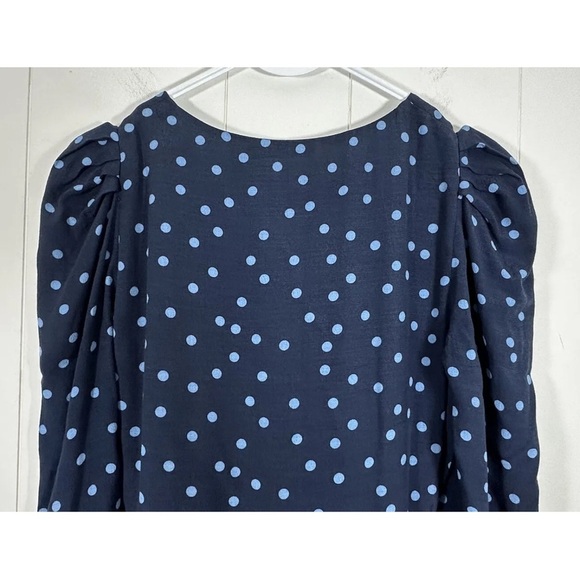 ZARA Midi Maxi Blue Polka Dots Dress puff Long Sleeves Size XS - Picture 11 of 14